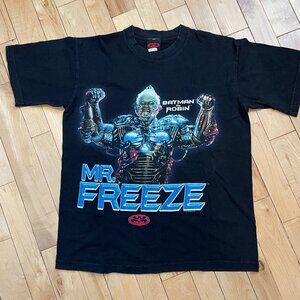 Vintage 90s Batman & Robin MR FREEZE T-Shirt DC COMICS MOVIE PROMO Black RARE